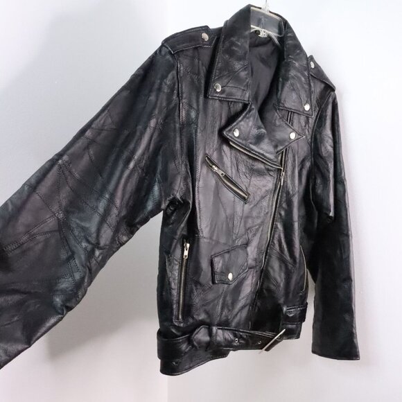Vintage Men's M God Bless America Eagle Genuine Leather Motorcycle Jacket Coat - Picture 4 of 11